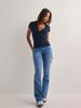 2025 Spring/Summer Women's Solid Color V-neck Slim-fit T-shirt, Short-sleeved European & American Style