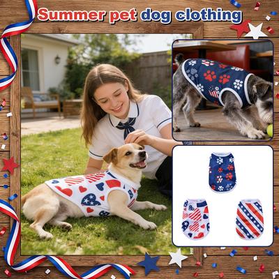 Patriotic Dog Shirt For Independence Day, Breathable Summer Pet Tank Top With American Flag & , Lightweight Sleeveless Vest For Small Medium Large Dog