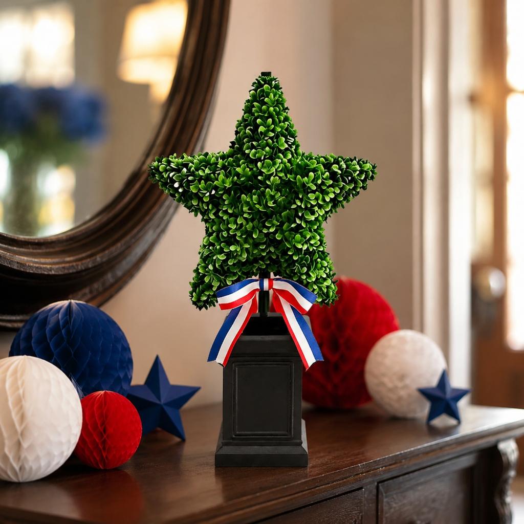 4th of Artificial Plant Pot with Star and - Patriotic Independence Day Centerpiece Decoration