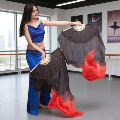 Ventaglio Danzante a Colori Graduali Veli Fatti a Mano per Danza del Ventre Ventaglio Unico Tinto a Mano Accessorio per Spettacolo di Palco per Adulto Bambino