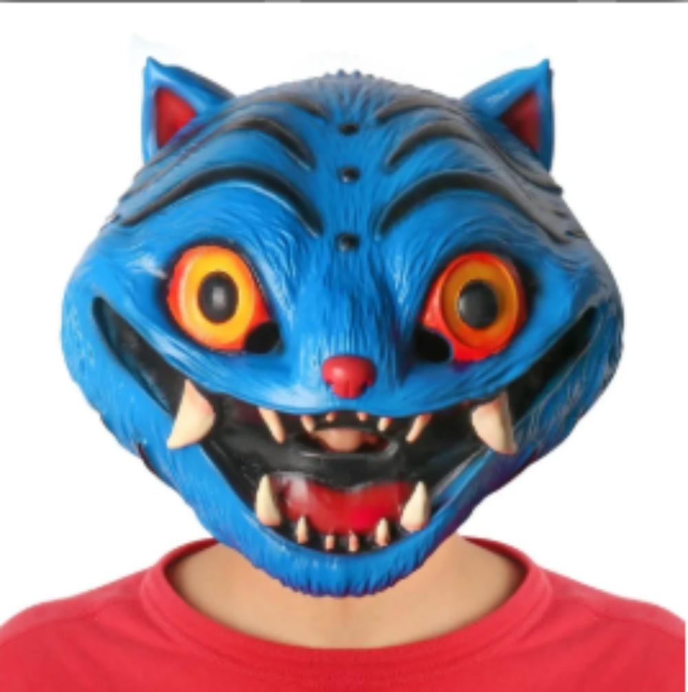

KPop Demon Hunters Blue Tiger Latex Mask Halloween Horror Headgear Cosplay Costume Accessories Props Funny Masks for Adults