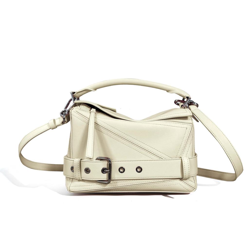 2025 Autumn Geometric Cowhide Crossbody Biker Bag - Large Capacity Genuine Leather Handbag for Women