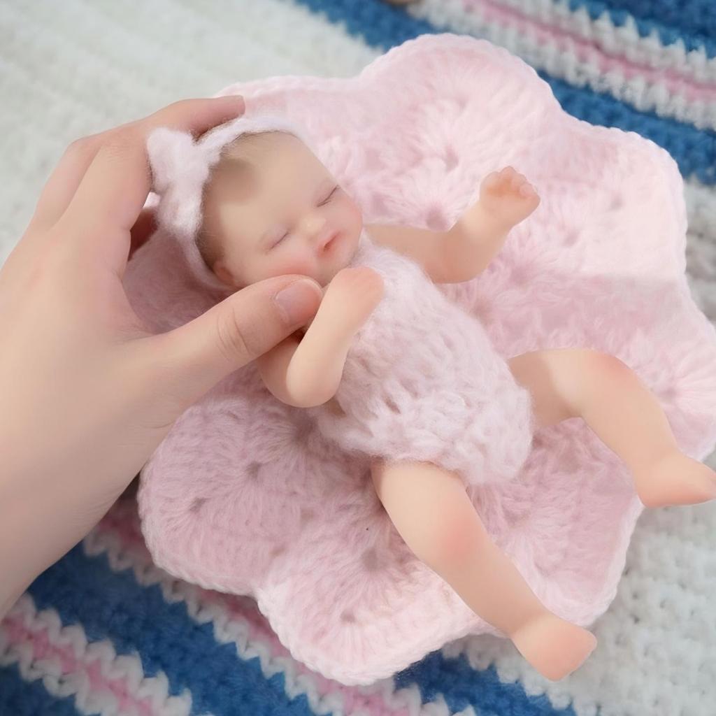 Cloveray 5-inch (12cm) Reborn Doll, Silicone, Full Body, Realistic Baby Doll, for Collection, Gift & Art (Pink)