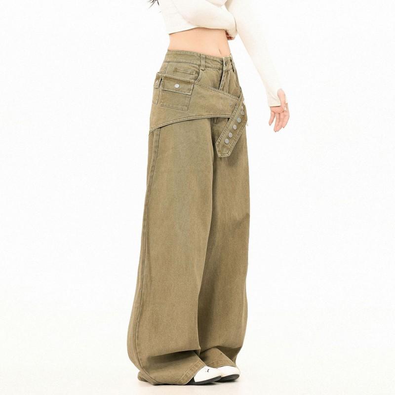 OREETA Retro Streetwear Cargo Pants Men Women Straight Fit Cotton Workwear With Back Flap