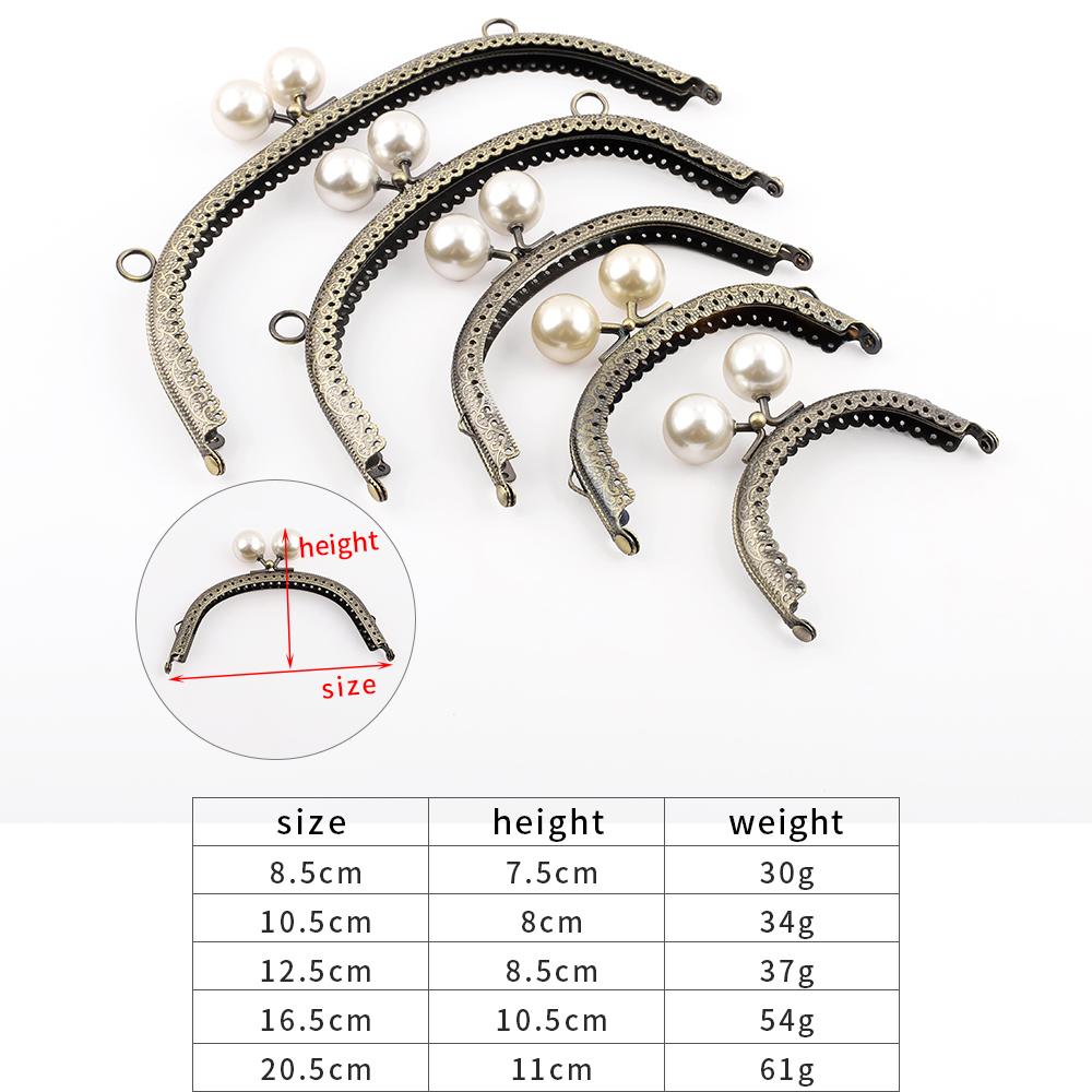 8.5CM~20.5cm Purse Frames Metal Kiss Clasp Handle Bag Bronze Metal Kiss Clasp Lock Frame Pearl Head Knurling Semicircle KZ151324