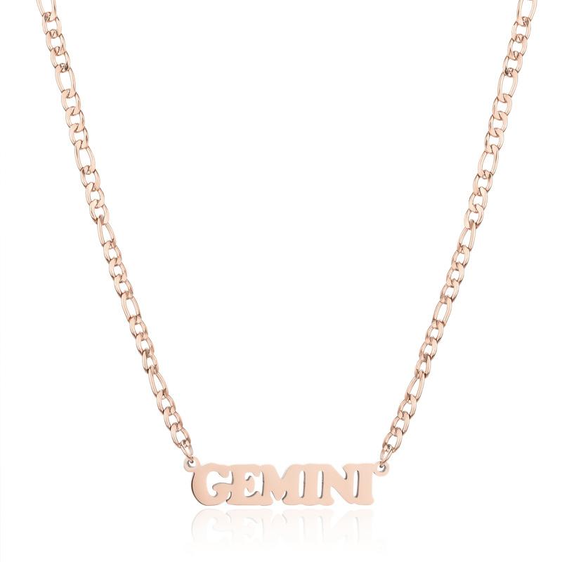 Gold/Silver/Rose Gold Color Twelve Constellations Stainless Steel NK Chain Pendant Necklace Female Jewelry 18+2in