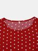 Women Retro Elegant Round Neck Short Sleeve Polka Dot Waist Tied Flared Midi Dress