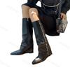 Mode Damen Cowboy Stiefel 2025 Herbstmode Slipper Lange Schaftstiefel Weiblich Sexy Dünne Hohe Absatzstiefel Kniehoch Botas Botas Mujer