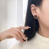 Retro black stud earrings geometric drip earrings coffee color simple oval niche earrings