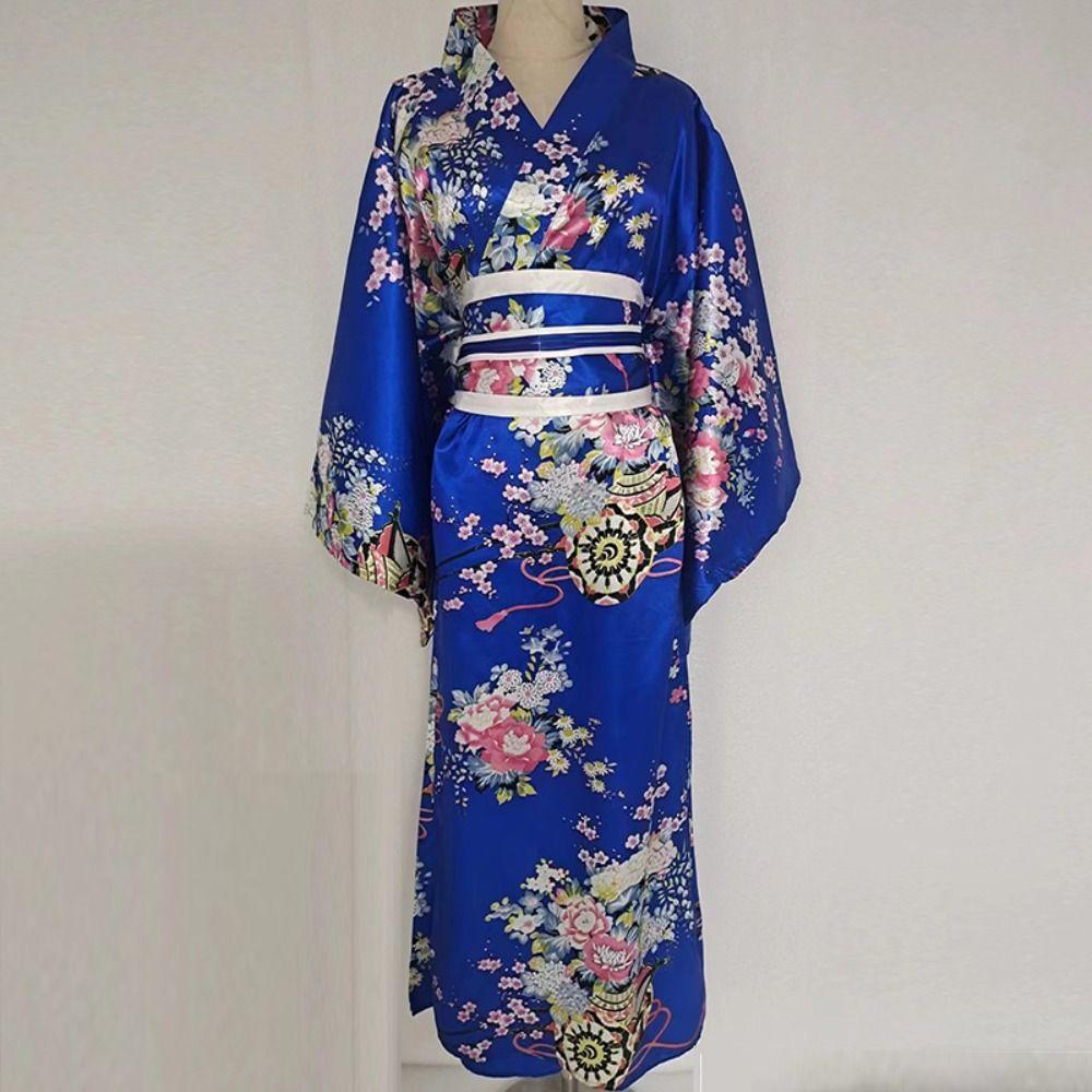Cosplay Costume Sakura Girl  Kimono Dress Printed Floral Japanese Style Yukata Bathrobe  Geisha