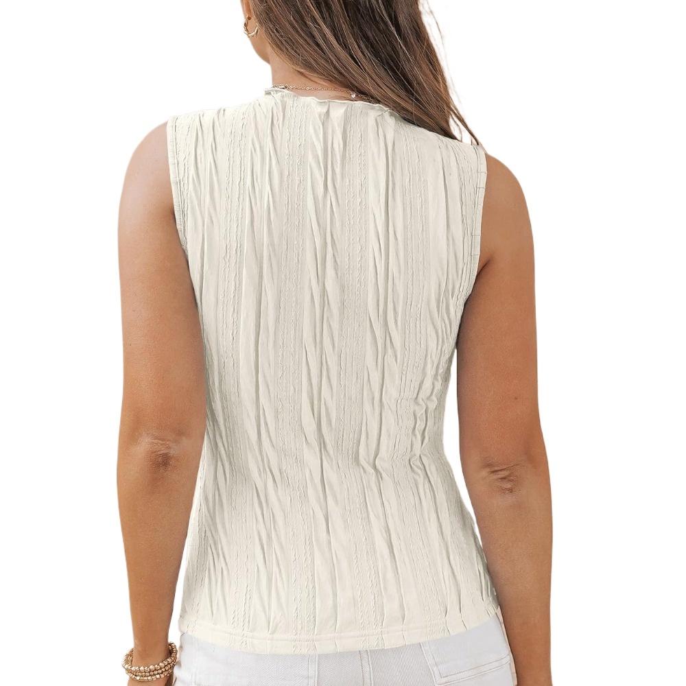 GMXIA Damenmode, lässig, Sommer, einfarbig, ärmellos, halber Rollkragen, Blusen und Hemden