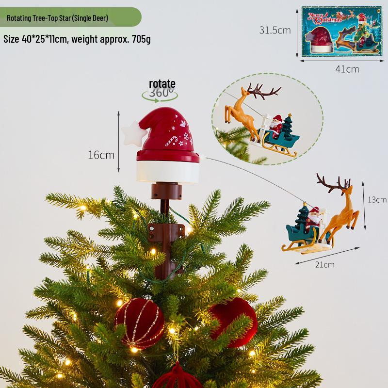 Musical Light-Up Christmas Scene with Rotating Tree Topper and Creative Tree Decorations in Gift Box As Pictured