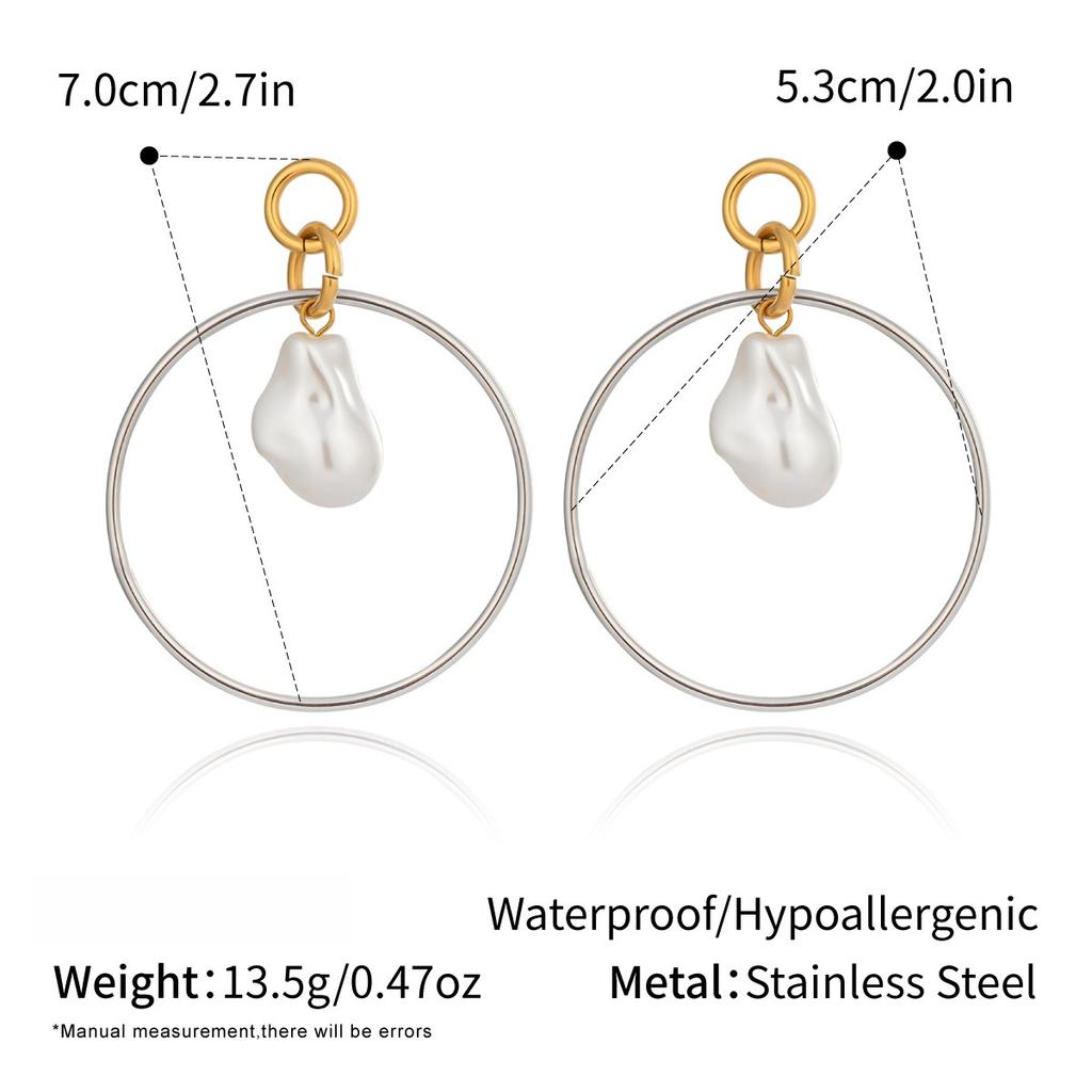  Popular Baroque Pearls Stud Earrings Golden Stainless Steel Attractive Chic Jewelry Accessories New Wholesale