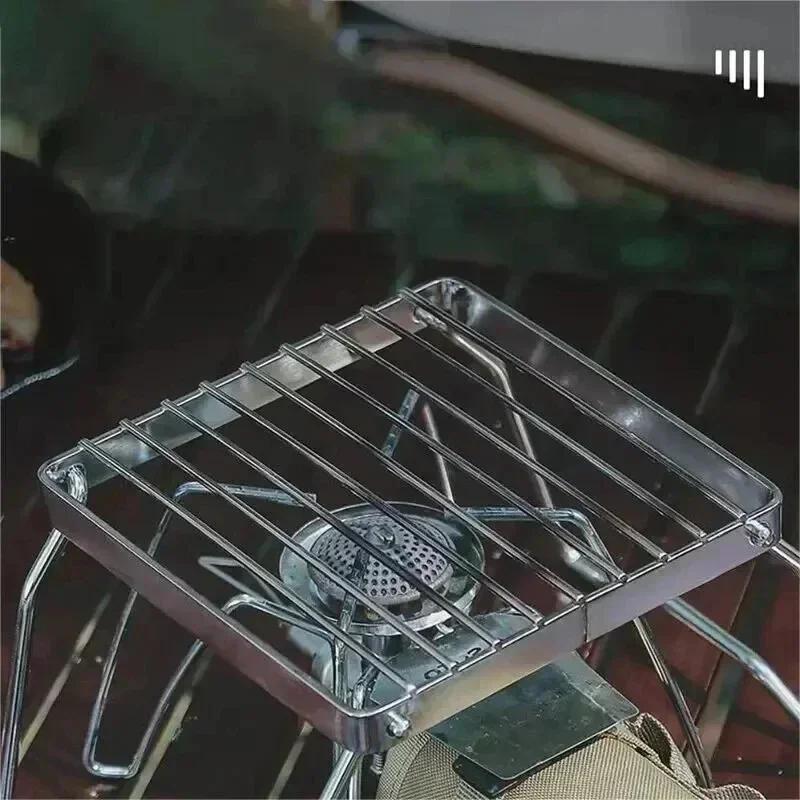Outdoor Stainless Steel Stove Holder Camping Portable Folding Mini Barbecue Rack Pot Holder Baking Tray Holder