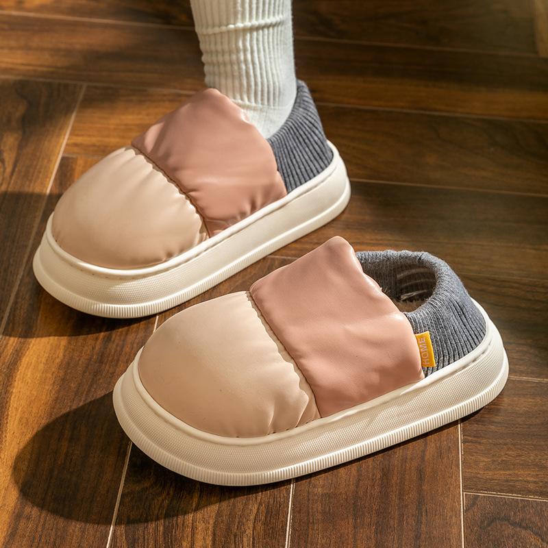 Bread cotton slipper bag and winter warm thick bottom household indoor home couple velvet confinement