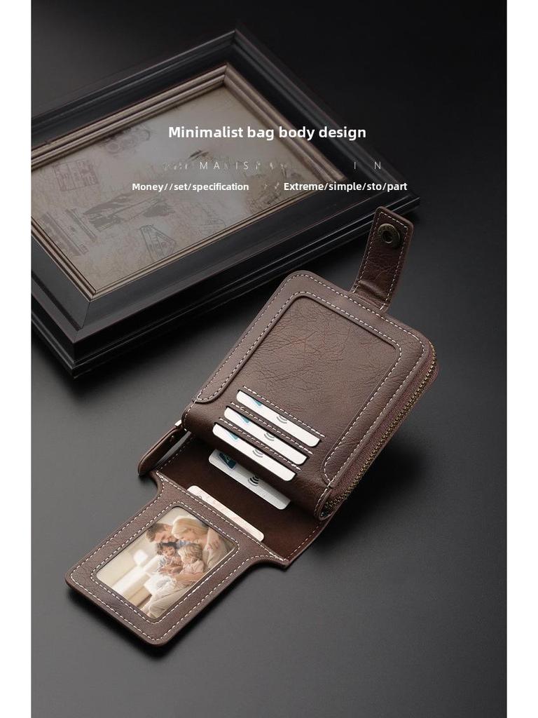 Men's Retro Simple Multi-Card Slot Polyester Zipper Wallet