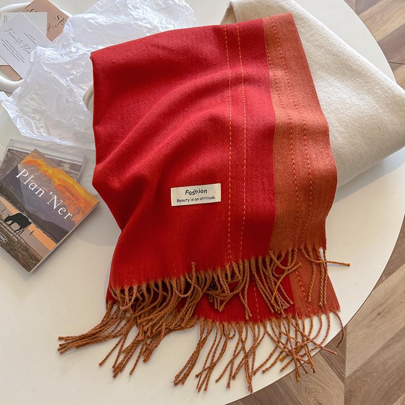 Nuova sciarpa calda in cashmere Winer per donna, moda, spessa, in tinta unita, in pashmina, scialle, foulard, donna