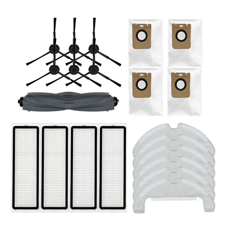 A65T-21PCS For Dreame D10s Plus / RLS6AD Robot Vacuum Cleaner Main Side Brushes Filter Mop Cloth Dust Bags Accessories Kit