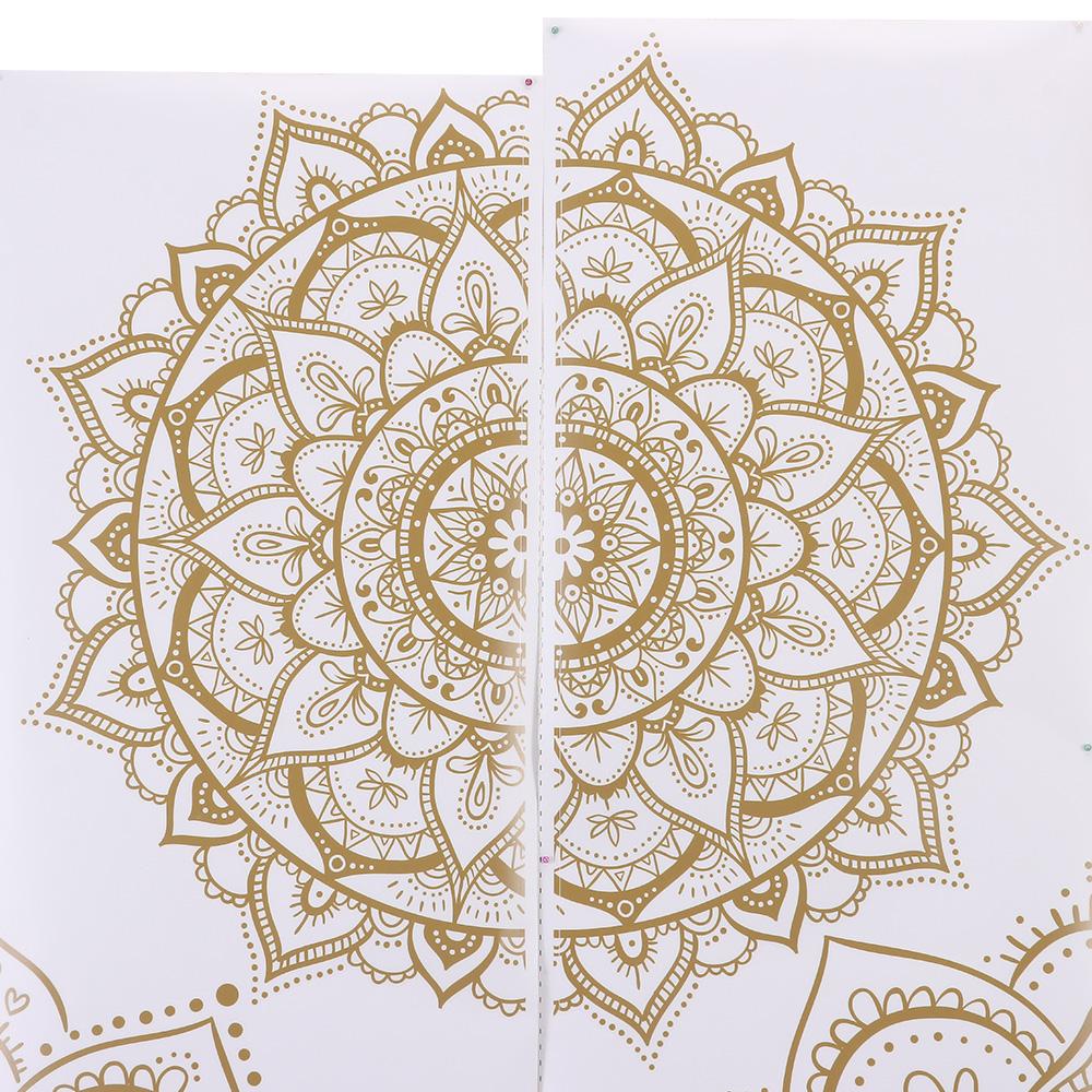 4 ks Zlatá Boho Mandala Samolepka na zeď PVC Samolepky na zeď Dekor Poloviční Mandala Nástěnná nálepka Ložnice