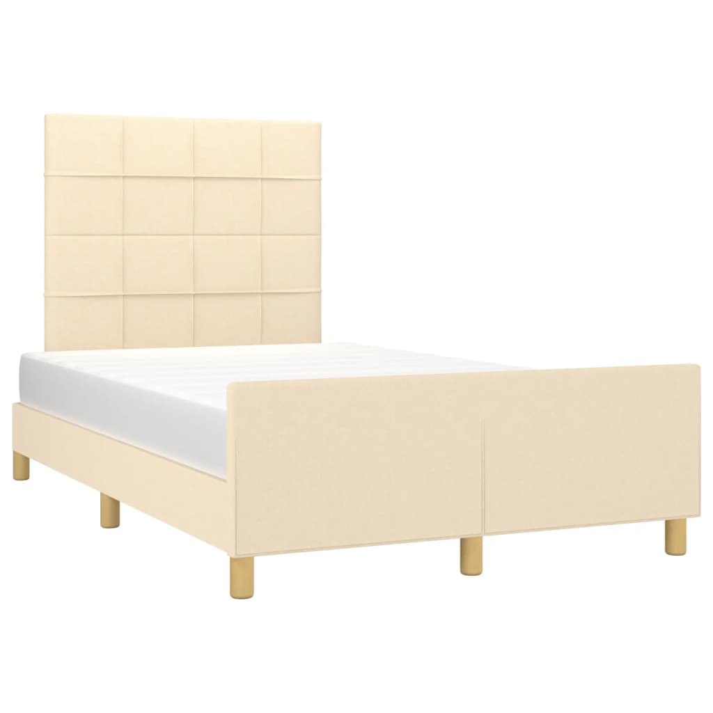 Bed Frame without Mattress Cream 120x200 cm Fabric