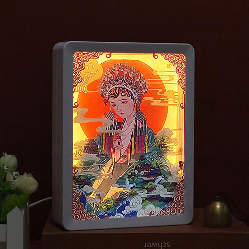 Креативная 3D настольная лампа-вырезка в стиле Пекинской оперы