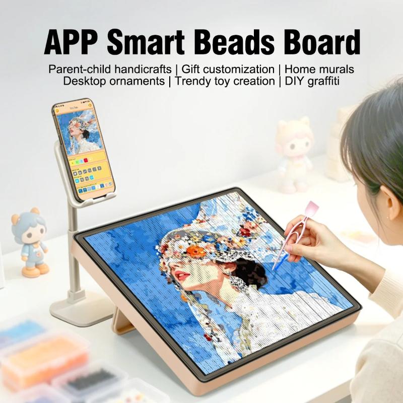 LED Fuse Beads Board App Guided DIY Craft Light Board USB Powered Pattern Pegboard for Kids Pixel Art Bead Projects Gift