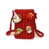 Delicate cartoon hand-woven contrasting color children's parent-child mobile phone bag new mini foreign style women's shoulder messenger bag