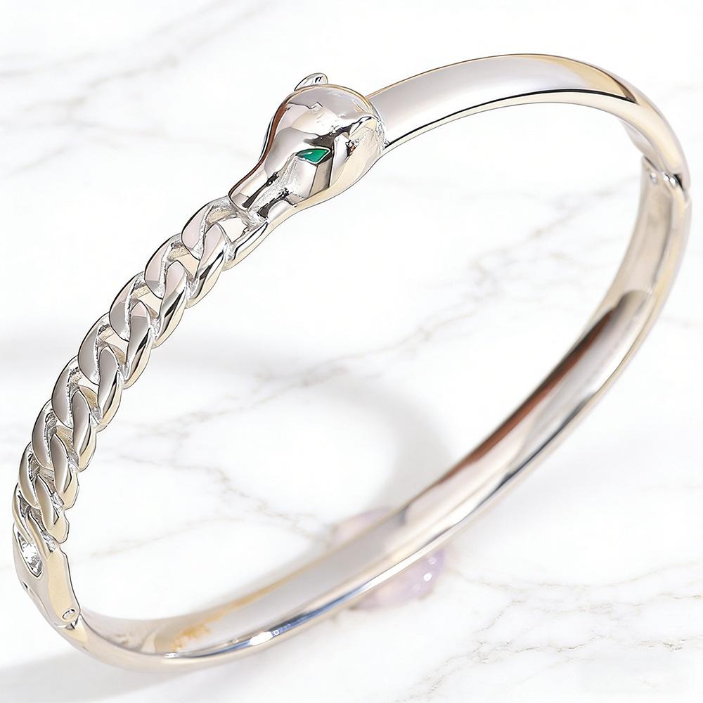 Titanium Steel Leopard Print Enamel Women s Fashion Light Luxury Niche High-end Sense 17CM