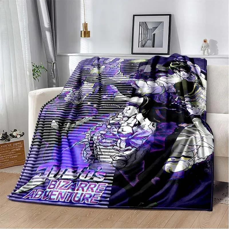 Anime JoJo Bizarre Adventure Flannel Blankets Print Child Adult Throws Blanket Sofa Travel Teen Student Blanket