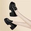 British Style Small Leather Shoes, New Thick-soled Mary Jane Shoes, Rhinestone Thick-soled Thick-heeled Shallow-mouth Patent Leather Loafers.