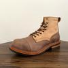 Scarpe da Uomo Autunno Inverno Vintage Fatte a Mano in Pelle di Vacchetta Colore Misto Stivaletti alla Caviglia Britannici Stivali da Lavoro con Zeppa e Suola Carrarmato Stivali da Moto