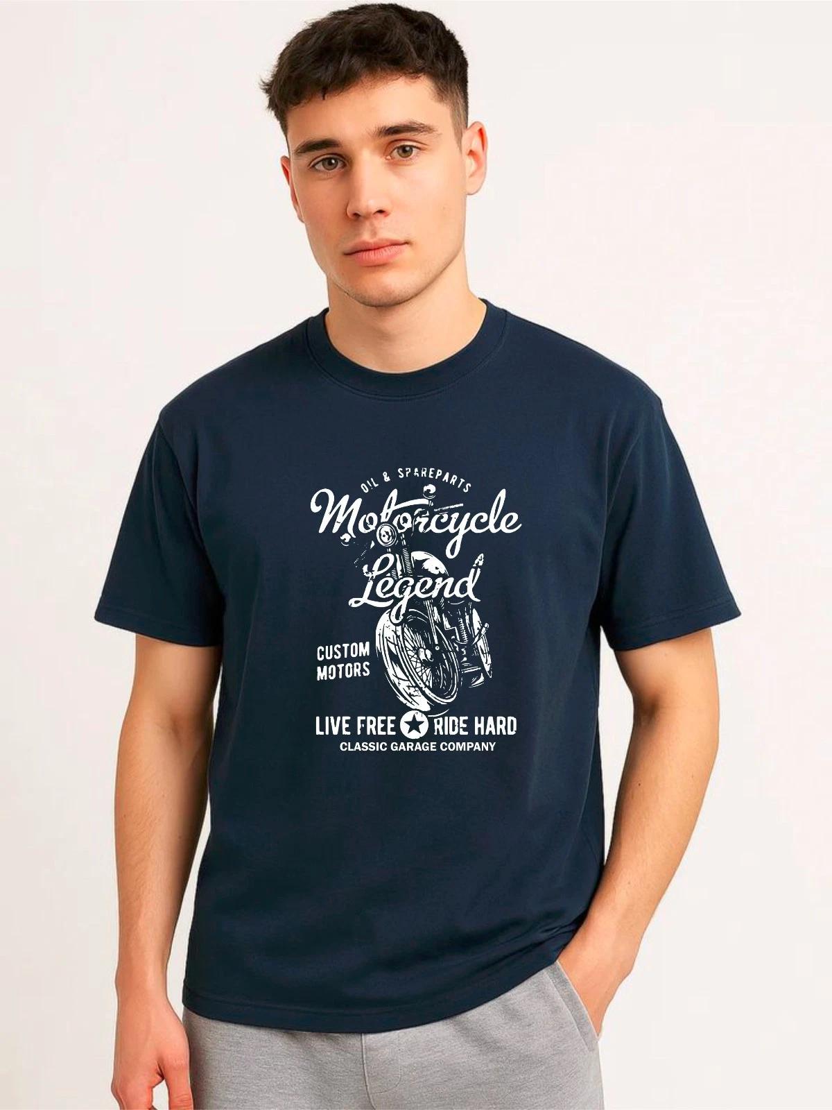 Motorcycle Legend T-Shirt, Vintage Style Live Free Ride Hard Biker Graphic Tee S
