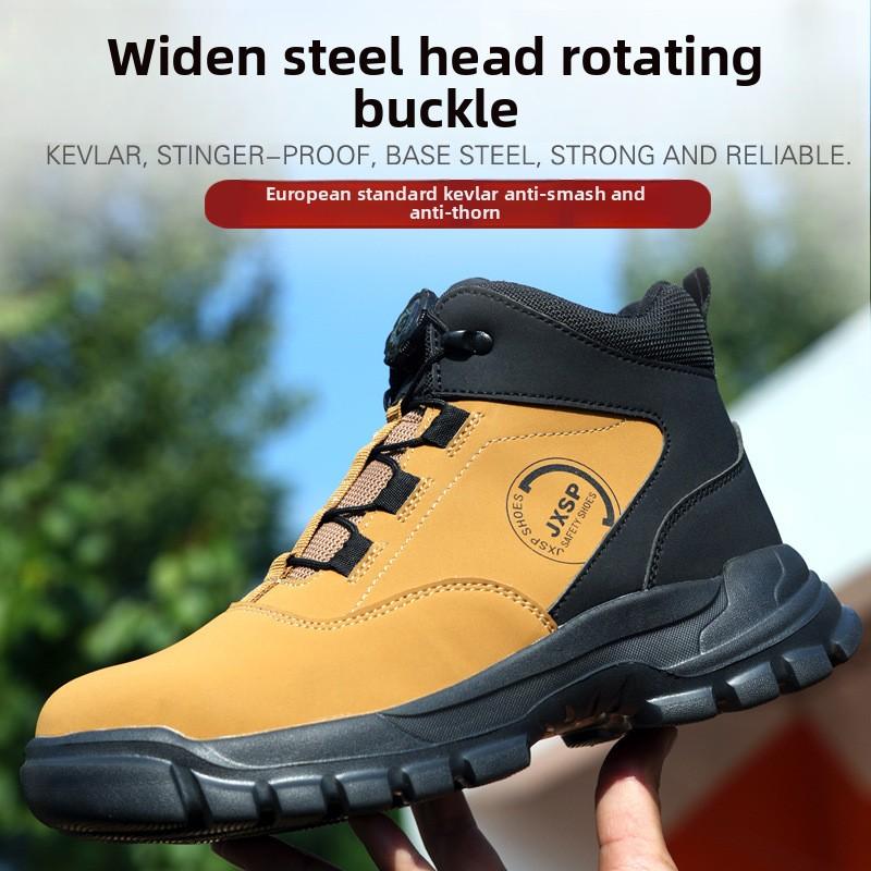 rotating button safety shoes anti smash steel toe work boots industrial construction puncture proof autumn winter work shoes