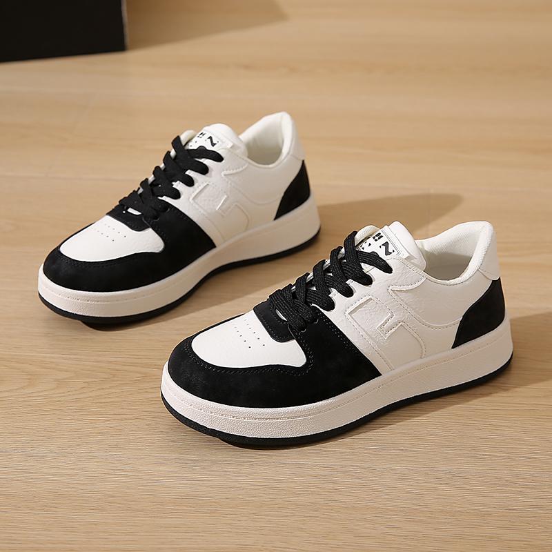 Fashion Flat Plus Size Sneakers Fall New Round Toe Colorblock Front Lace-Up Platform Non-Slip Low-Top Single