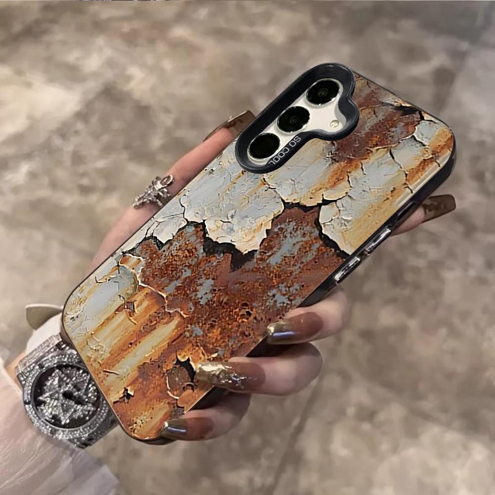 Peeling Paint Rust Print Phone Case For Samsung Galaxy S26 Ultra S25 S24 S23 S22 PLUS FE A56 A55 A54 A53 IMD Shockproof Cover