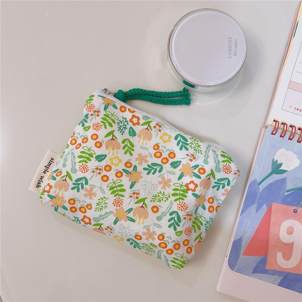Mini Cotton Floral Organizer Bags for Women Bag Small Fabric Cosmetic Make Up Bag Little Purse Coin Pouch Children Cosmetic Case