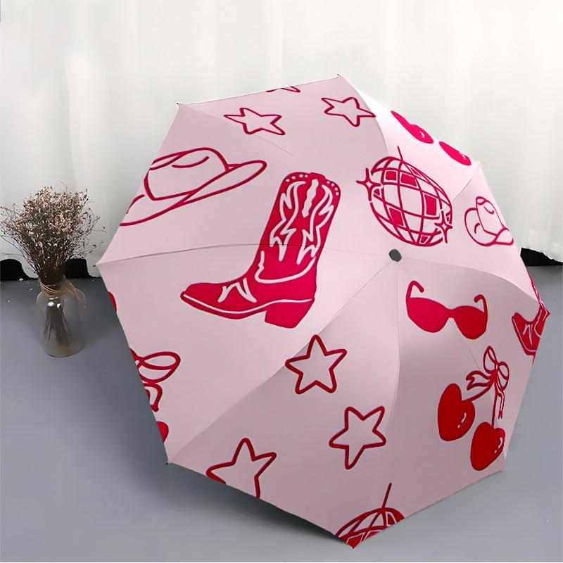 1pc Cowgirl Vibes Automatic Open/close Folding Umbrella, Compact Portable Travel Umbrella, Durable Construction Yy251230139
