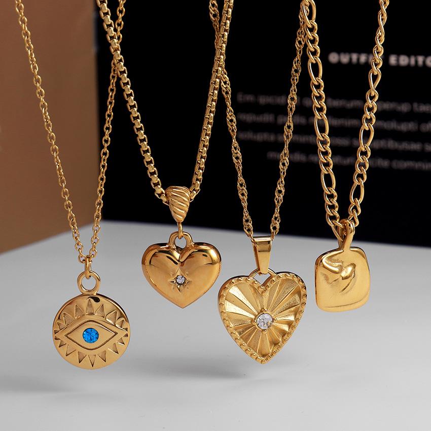 Multi-Love Diamond Pendant Gold Stainless Steel Necklace