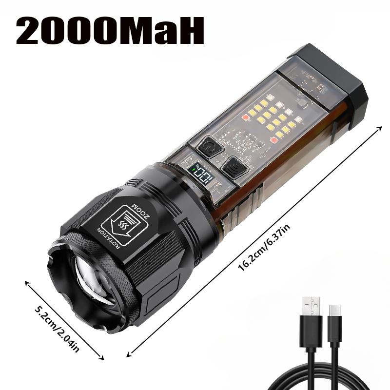 Multi-function Solar LED Flashlight Telescopic Zoom Torch 6 Modes Light Outdoor Emergency Power Bank LED Solar Lantern