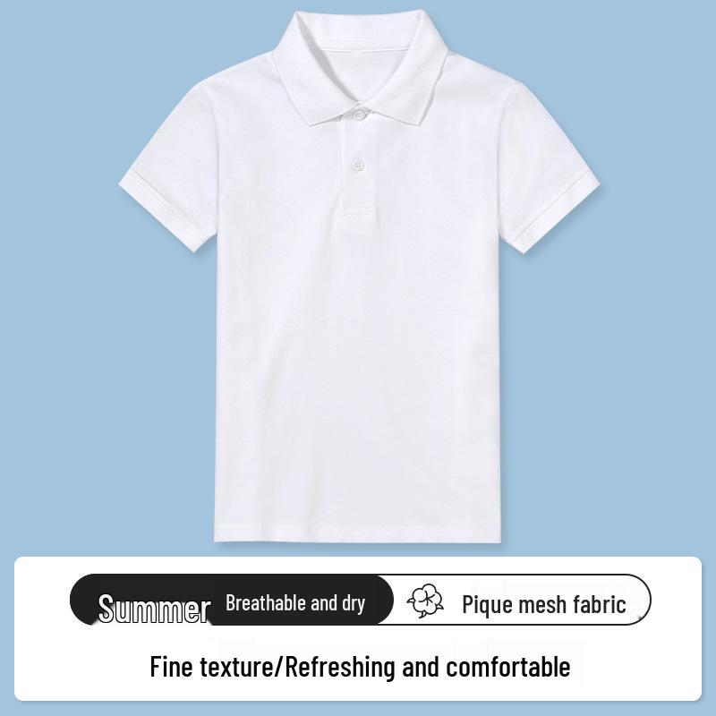 

Children s White Polo Shirt - Short Sleeve Cotton School Uniform for Boys 110 cm