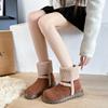 Turned Over Edge Ankle Snow Boots Winter Flat with Ladies Shoes on Sale 2024 Fashion Slip-on Round Toe Low Heel Women's Boots