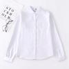 Japanese Style Fashion Pointed Turn Down Collar Blouse Autumn Long Sleeve Shirt With Pocket Women Tops Solid Color Clothes 29876