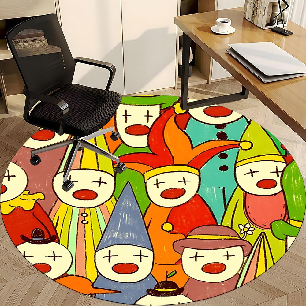 1pc Clowns Office Round Area Rug, Indoor Mat Suitable For Office, Under Office Chairs Bedroom Living Room Home Decor, Room Deco