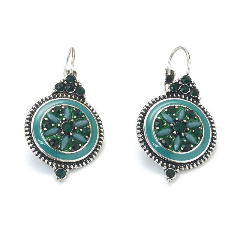 New Bohemian round earrings, high-end light luxury exquisite stud earrings, retro temperament, fashionable versatile ear hooks