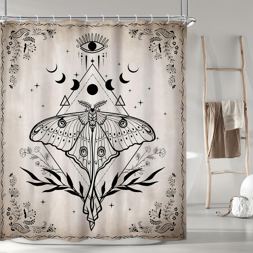 Mystical Moth with All-Seeing Eye Shower Curtain - Soft Microfiber for Bathroom - Perfect Gift for Esoteric and Nature Lovers