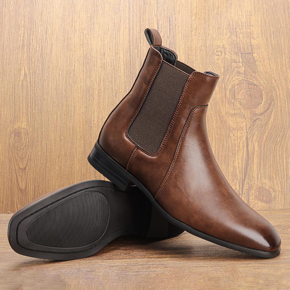 Chelsea Boots Men Retro Comfortable Brand Retro Fashion 2026 Leather Boots