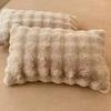 2pcs Warm Plush Fur Pillowcase Fluffy Pillow Cover Solid Color Sleep Pillowcase  Dormitory