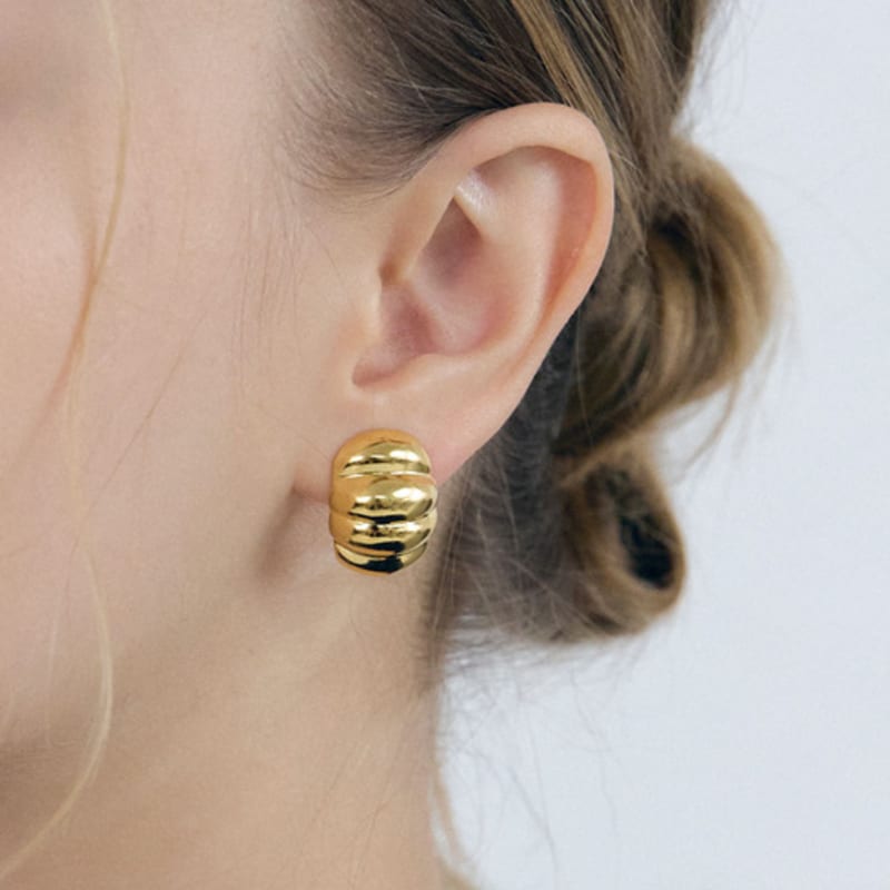 NUOY (Stříbro 925) Trojité výrazné zlaté náušnice