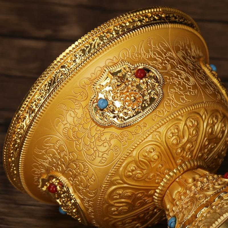 Tibetan Buddhist Water Offering Bowls Hand Carved Tibetan Buddhist Offering Bowl Gilded Water Cup Copper Yoga Meditation