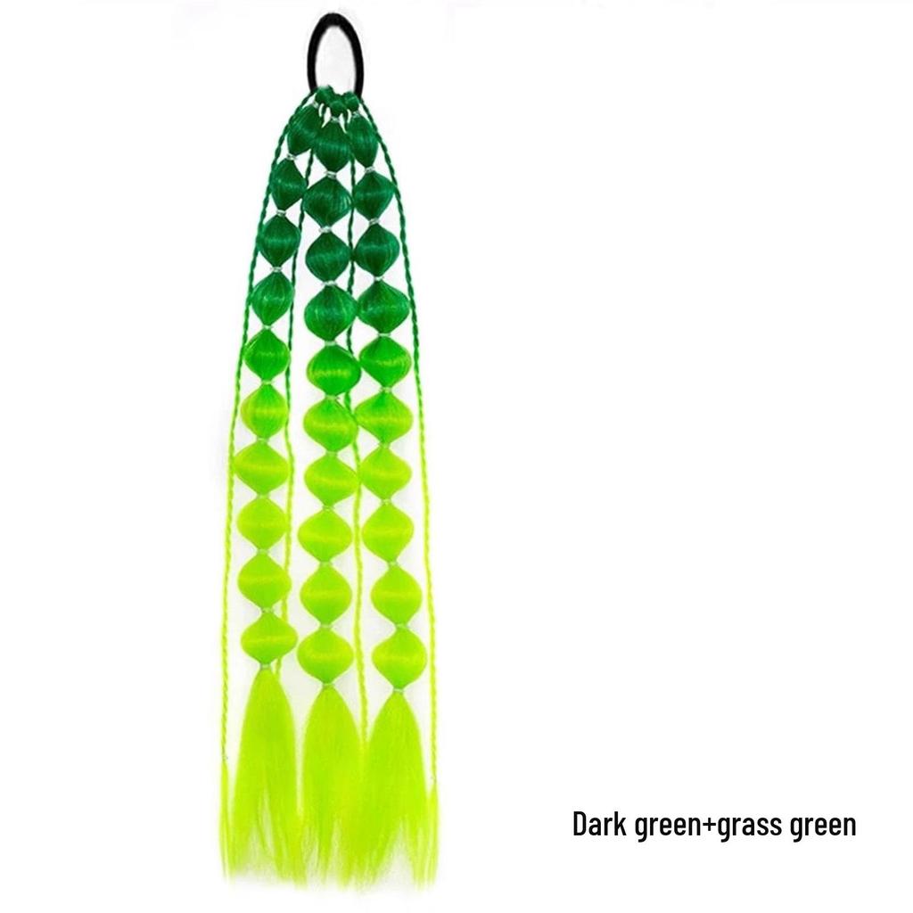 European Style Gradient Lantern Bubble Ponytail: Fashionable Women's Long Hand-woven Braid